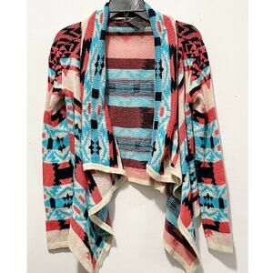 Moon Collection - Women's Aztec-Print, Open, Cardigan Sweater (size S)